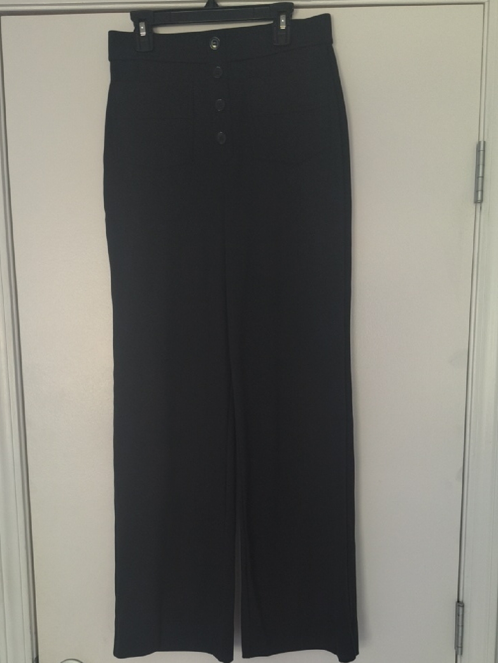 HALARA Black High-Rise Wide-Leg Pants with Button Front